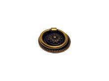 nábytková retro úchytka, kovová knobka 12350, staromosaz, prům. 39mm