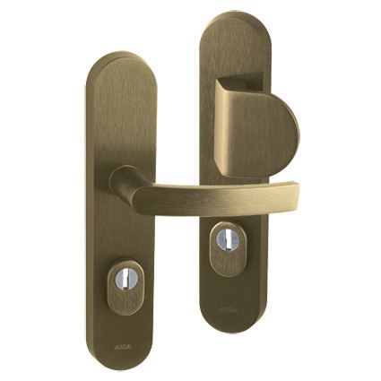 bezpečnostná kľučka na vchodové dvere AXA Linia BETA Plus, s prekrytím proti odvŕtaniu, bronz elox brúsený