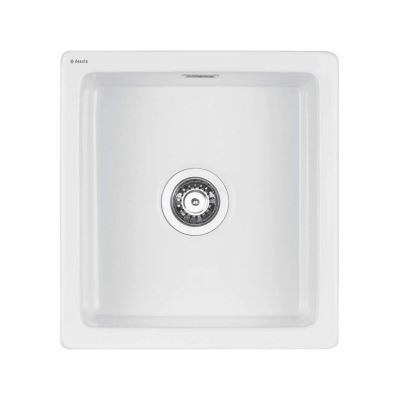 Keramický dřez SABOR 450WH, do skříňky šíře 50 cm, 450x475x215, bílý