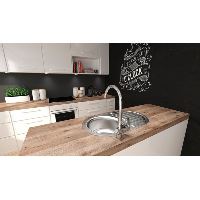 Nerezový dřez s odkapávačem FOBE 770, kulatý, do skříňky šíře 50 cm, 770x500x180 mm (2)
