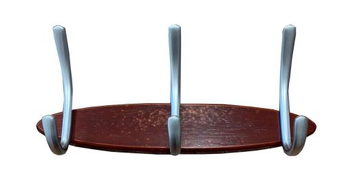 šatňový vešiak radový WUC1, rad 3 háčikov na drevené lište, dĺžka 31cm, orech / matný nikel