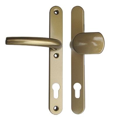 bezpečnostná kľučka na plastové dvere Richter F9016, bez prekrytia proti odvŕtaniu, elox bronz, rozteč 92mm