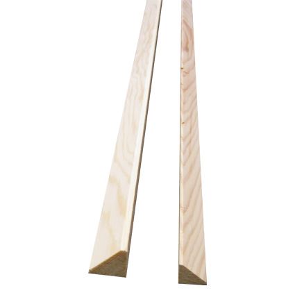 drevená masívna lišta borovica kút, roh vnútorný, profil trojuholník, cena za 1 m, dĺžka 2m