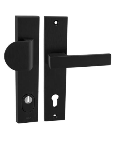 bezpečnostná kľučka na vchodové dvere OMEGA 2Plus, s prekrytím proti odvŕtaniu, čierna brúsená