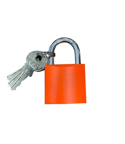 visací zámek oranžová s reflexní barvou na školní skříňky, 3 klíče, 32mm
