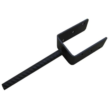 zahradní patka sloupku, profil "U", s ocelovou tyčí do betonu, PS, černá