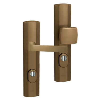 bezpečnostná kľučka na vchodové dvere AXA Linia PRESTIGE Plus, s prekrytím proti odvŕtaniu, bronz elox brúsený